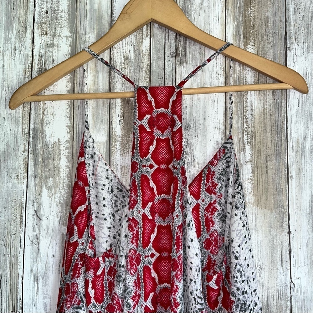 Peace Love Cake Snake Print Cami Tank Red Gray V-Neck Large Boho - Picture 5 of 7
